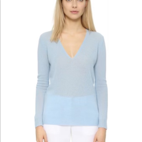 Theory Sweaters - Theory 100% Cashmere Light Blue V-Neck Sweater